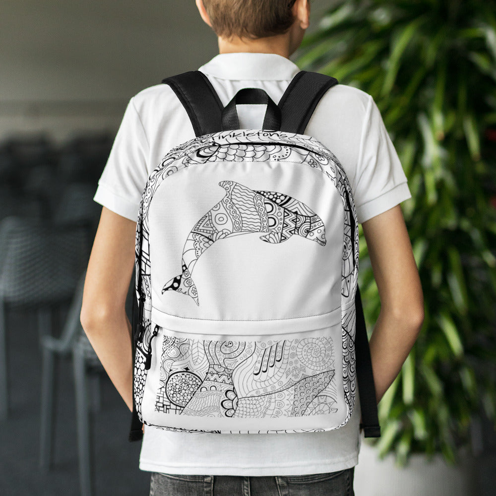 Mandala Zentangle Dolphin Backpack