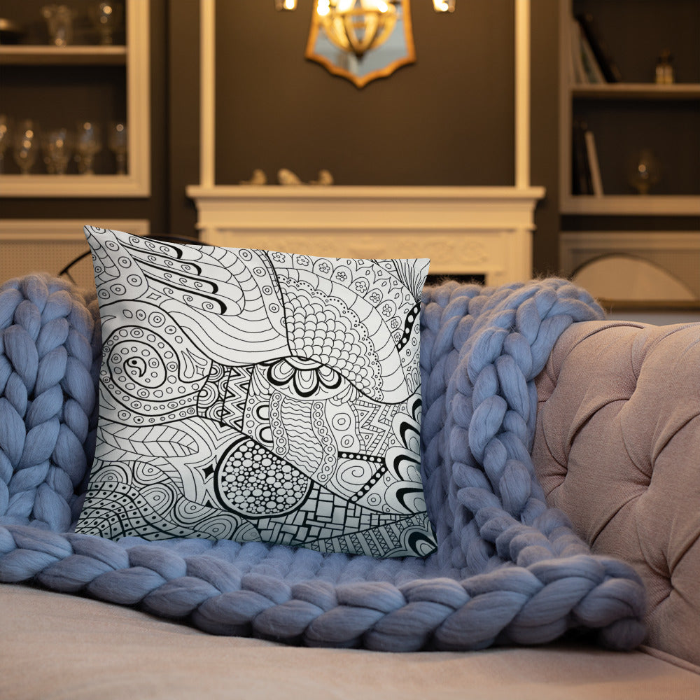 Mandala Zentangle Dolphin Cushion