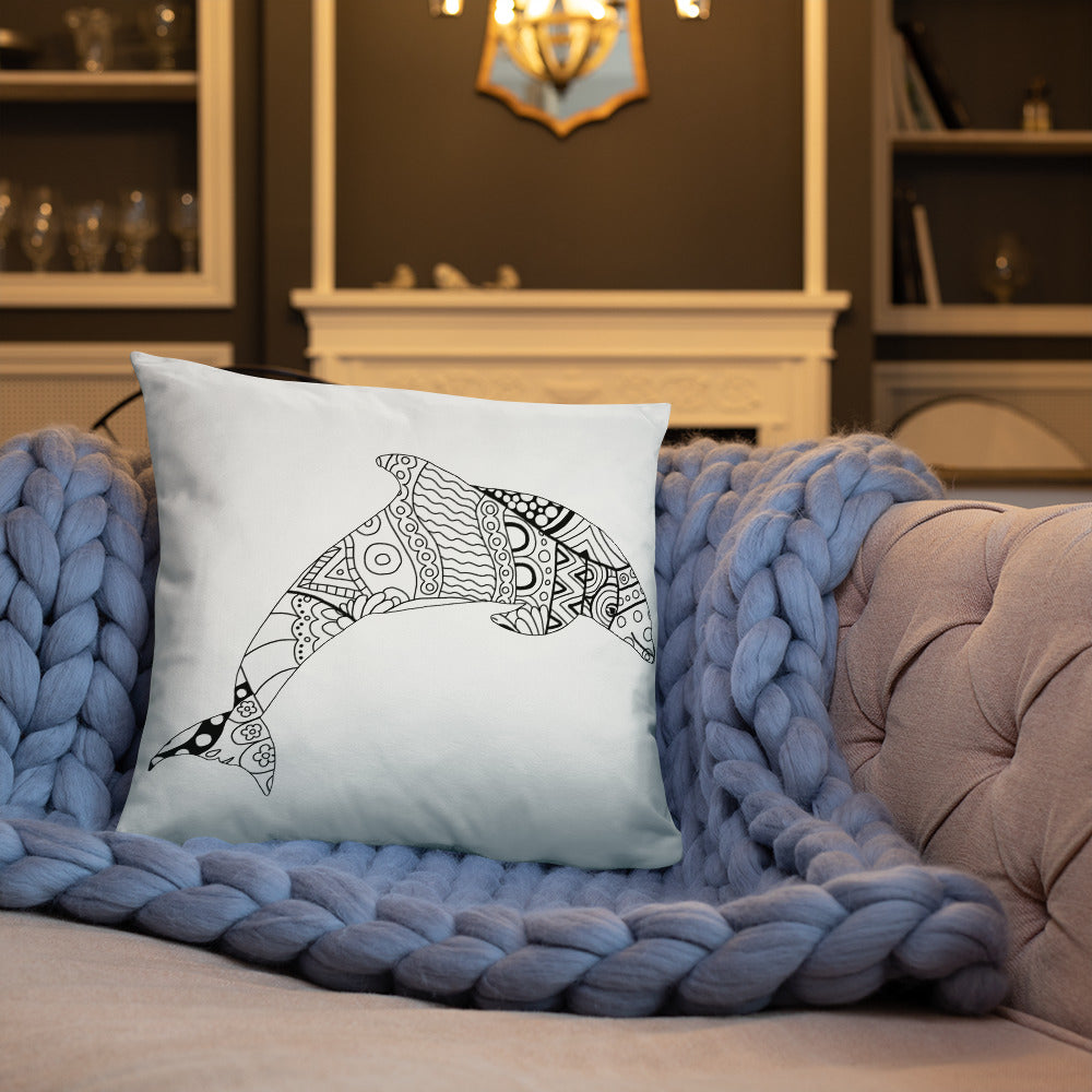 Mandala Zentangle Dolphin Cushion