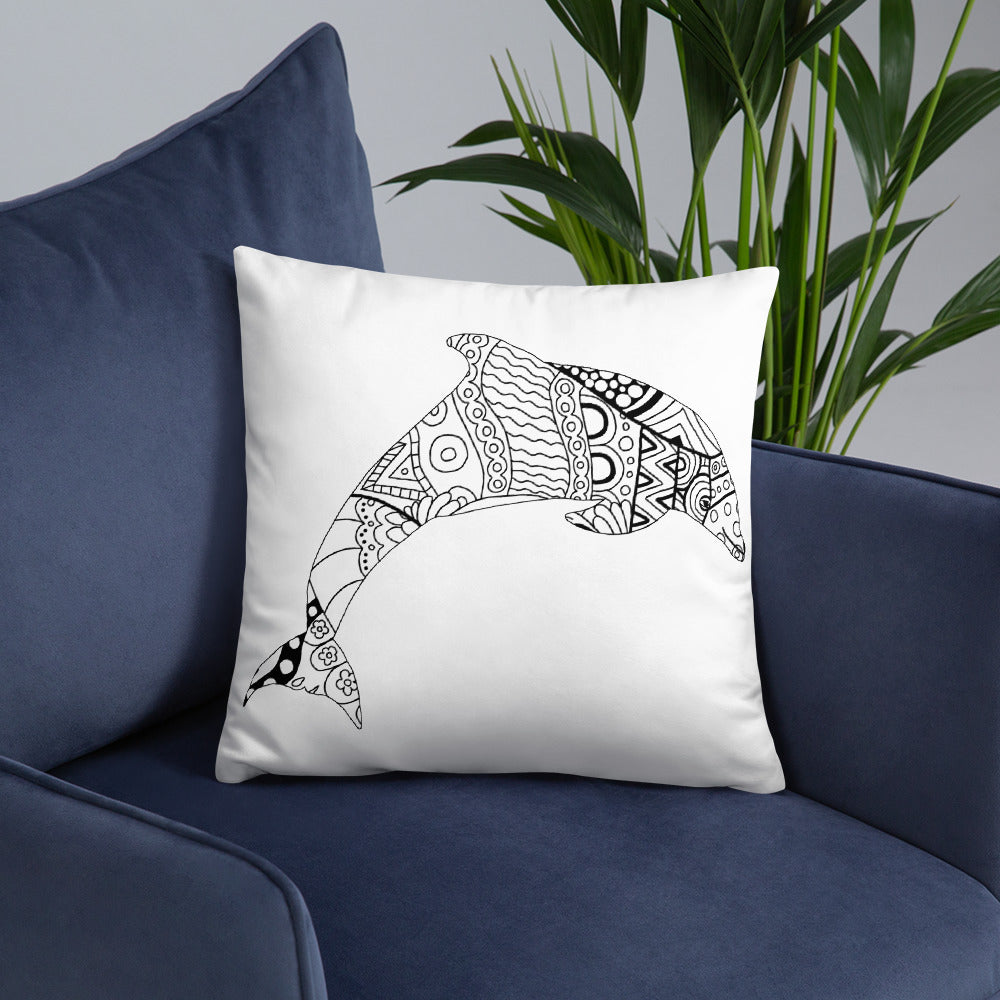 Mandala Zentangle Dolphin Cushion