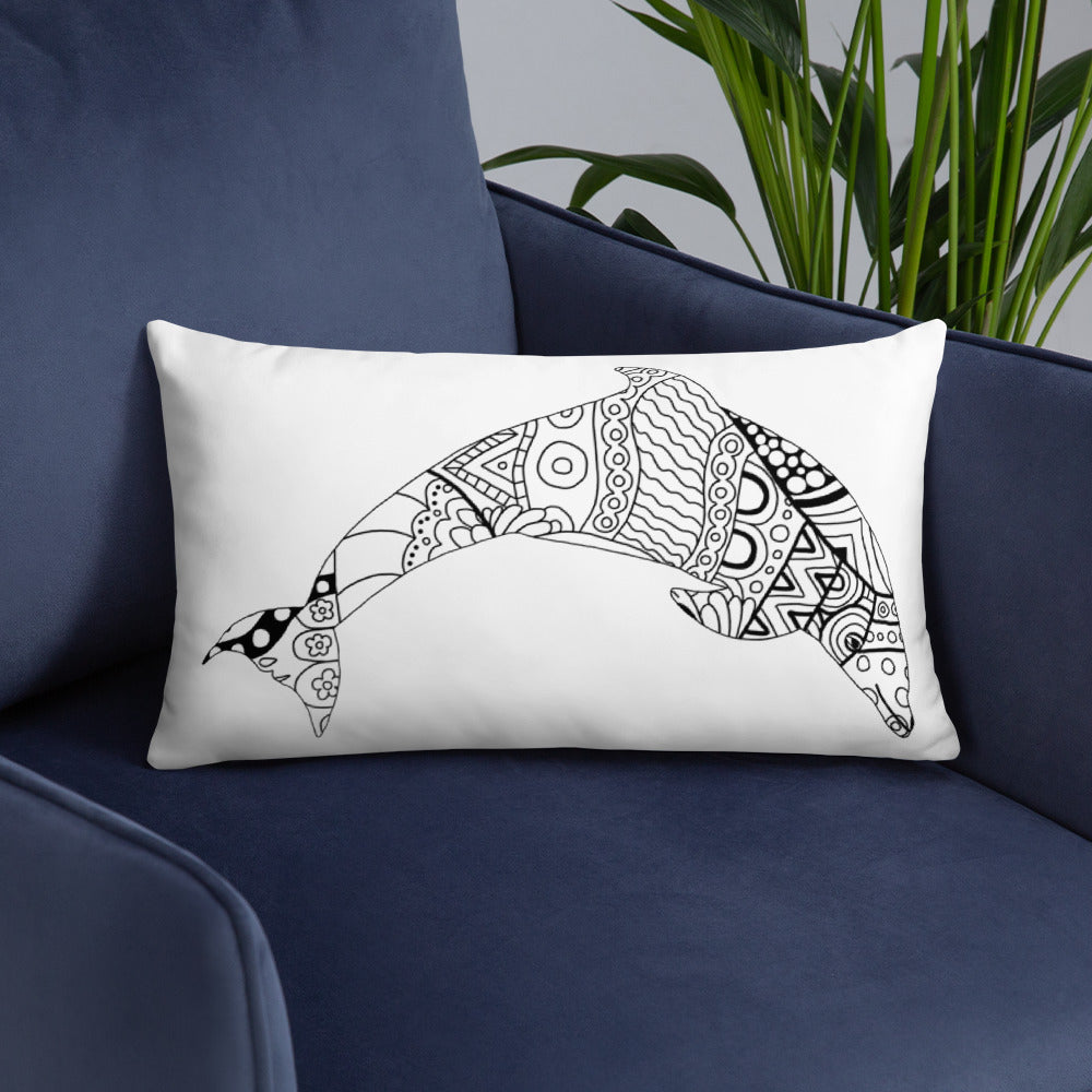 Mandala Zentangle Dolphin Cushion