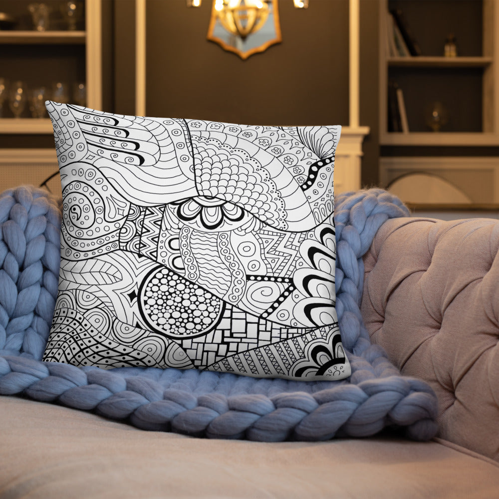 Mandala Zentangle Dolphin Cushion