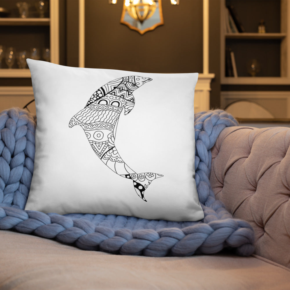 Mandala Zentangle Dolphin Cushion