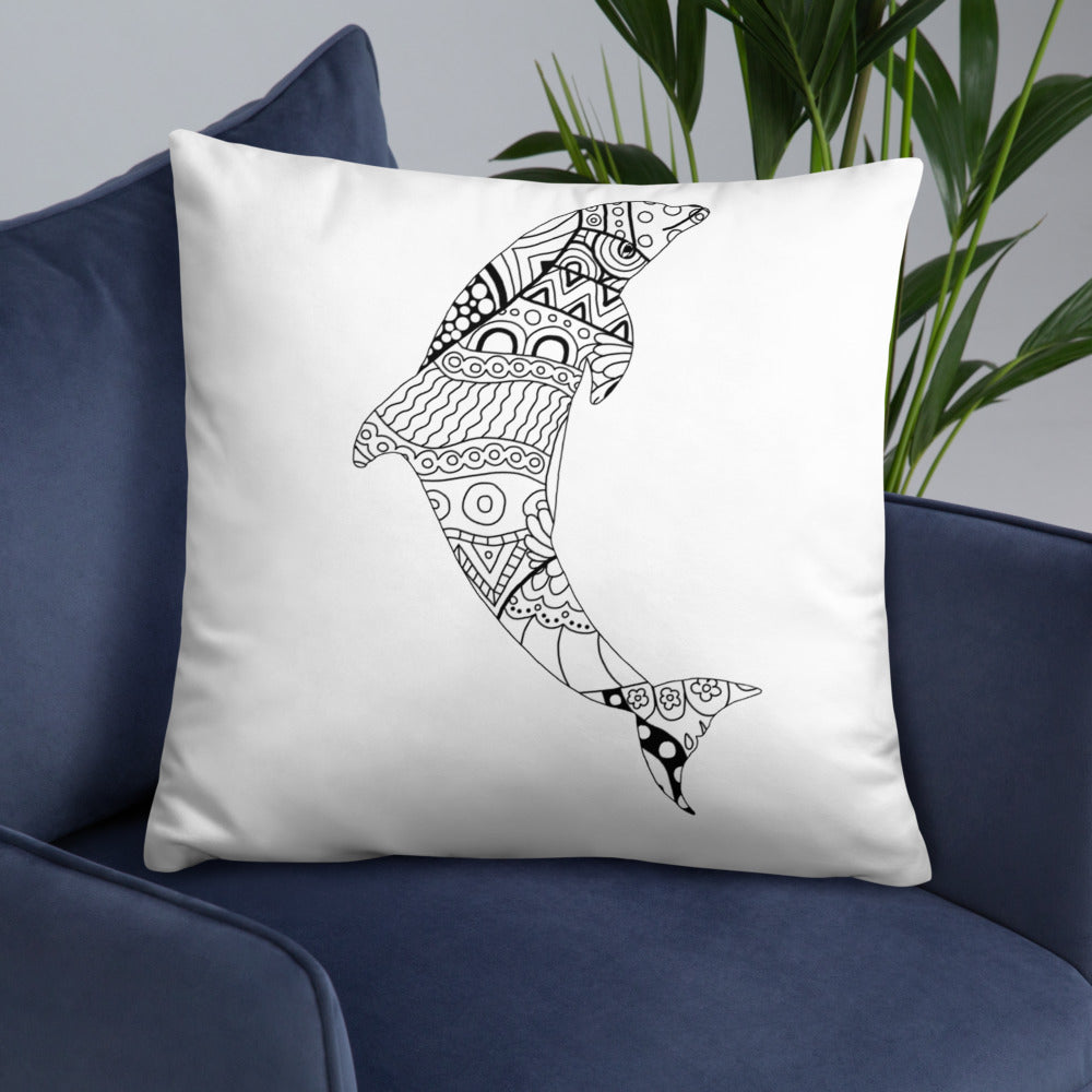 Mandala Zentangle Dolphin Cushion