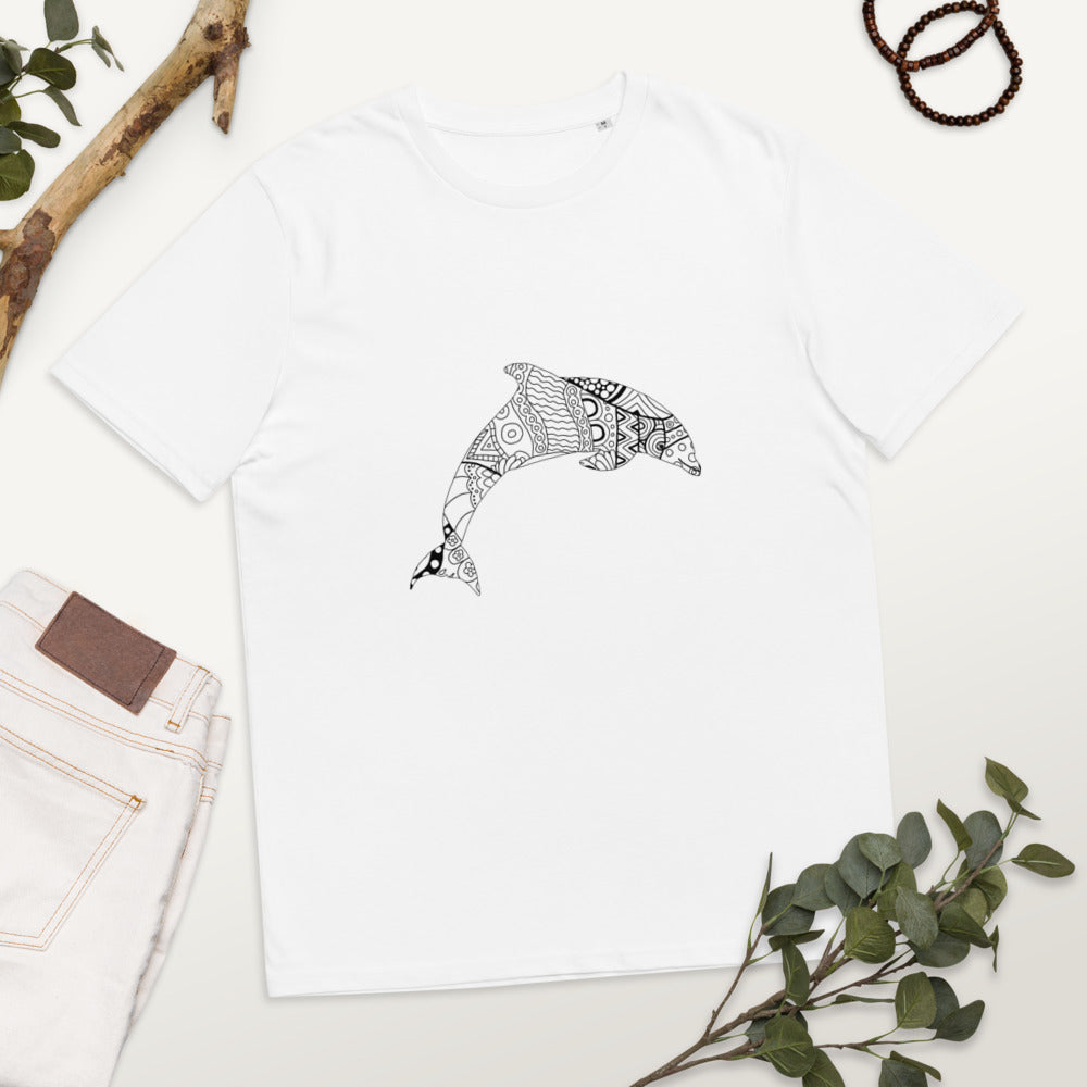 Mandala Zentagle Dolphin organic cotton t-shirt