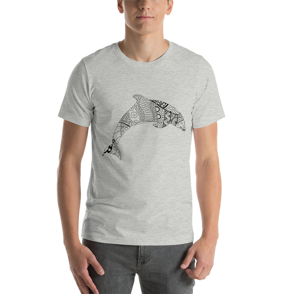 Mandala Zentangle Dolphin Men's Cotton T-Shirt