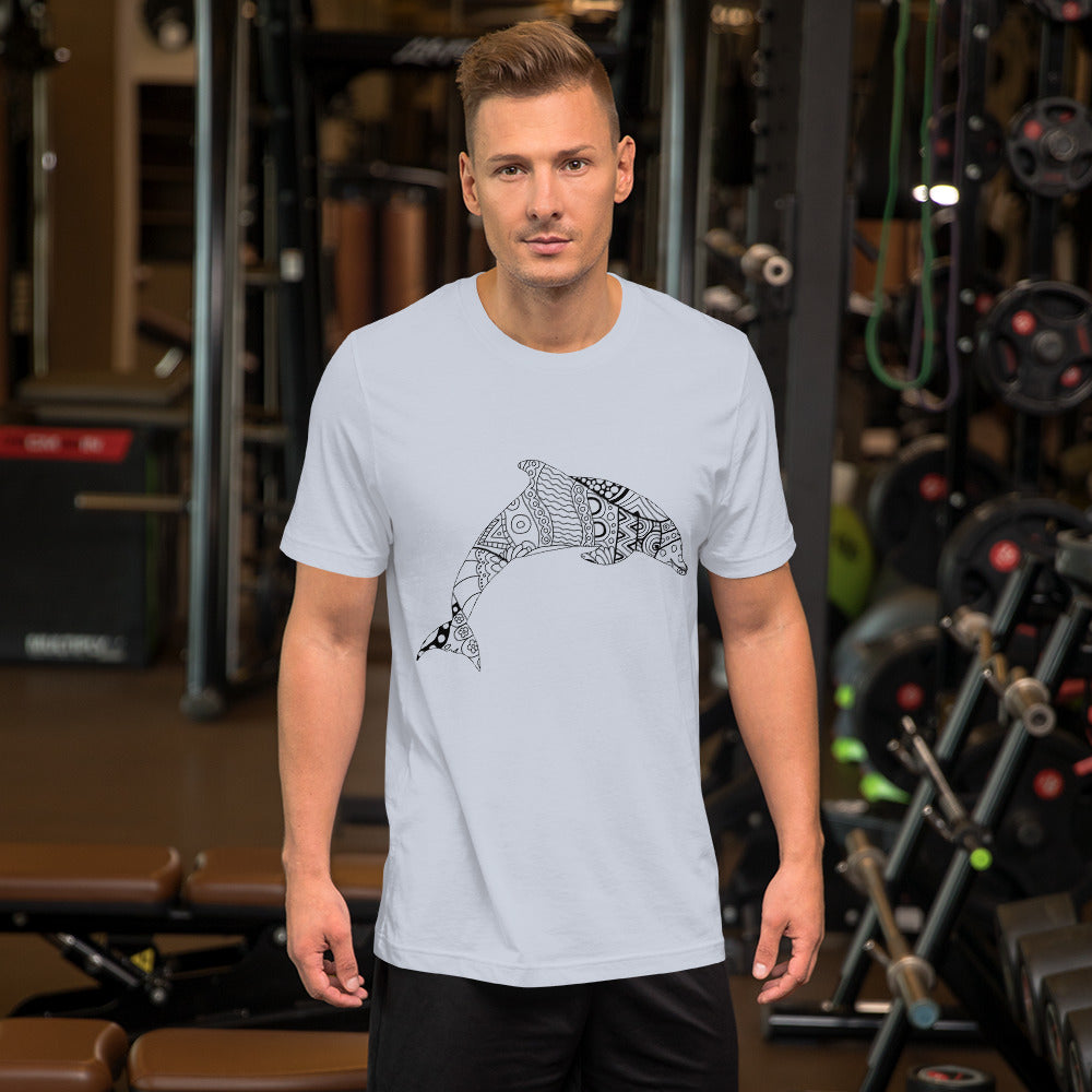 Mandala Zentangle Dolphin Men's Cotton T-Shirt