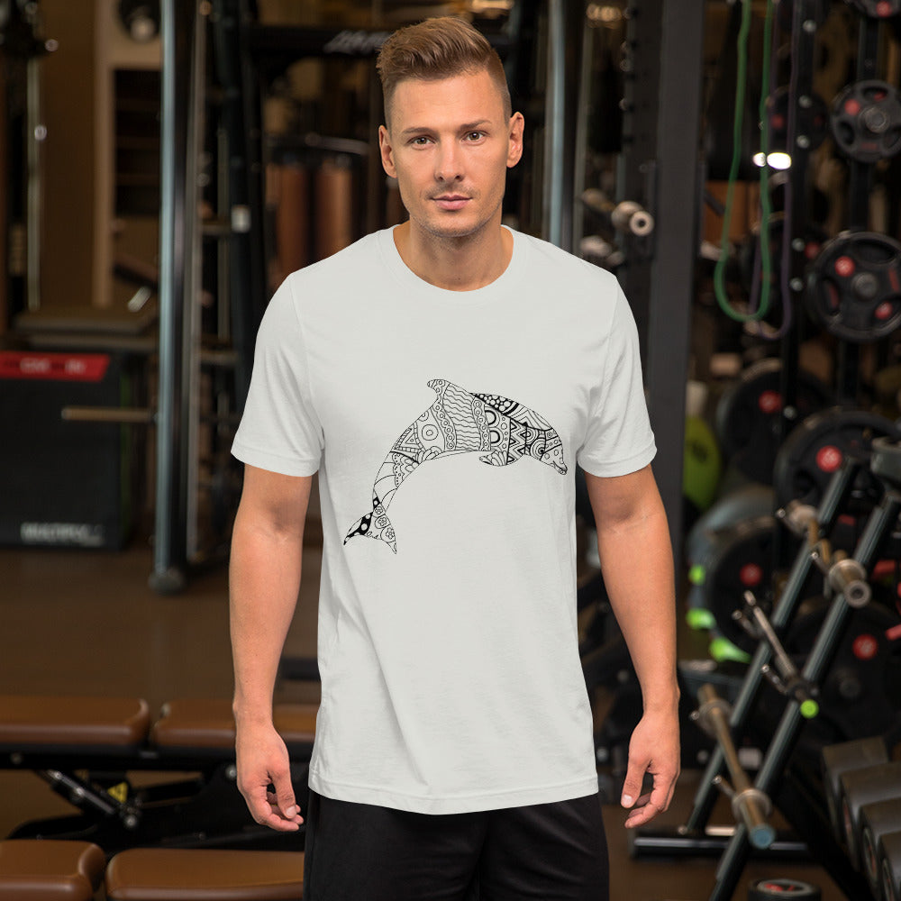 Mandala Zentangle Dolphin Men's Cotton T-Shirt