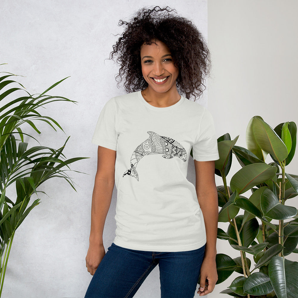 Mandala Zentangle Dolphin Women's Cotton T-Shirt