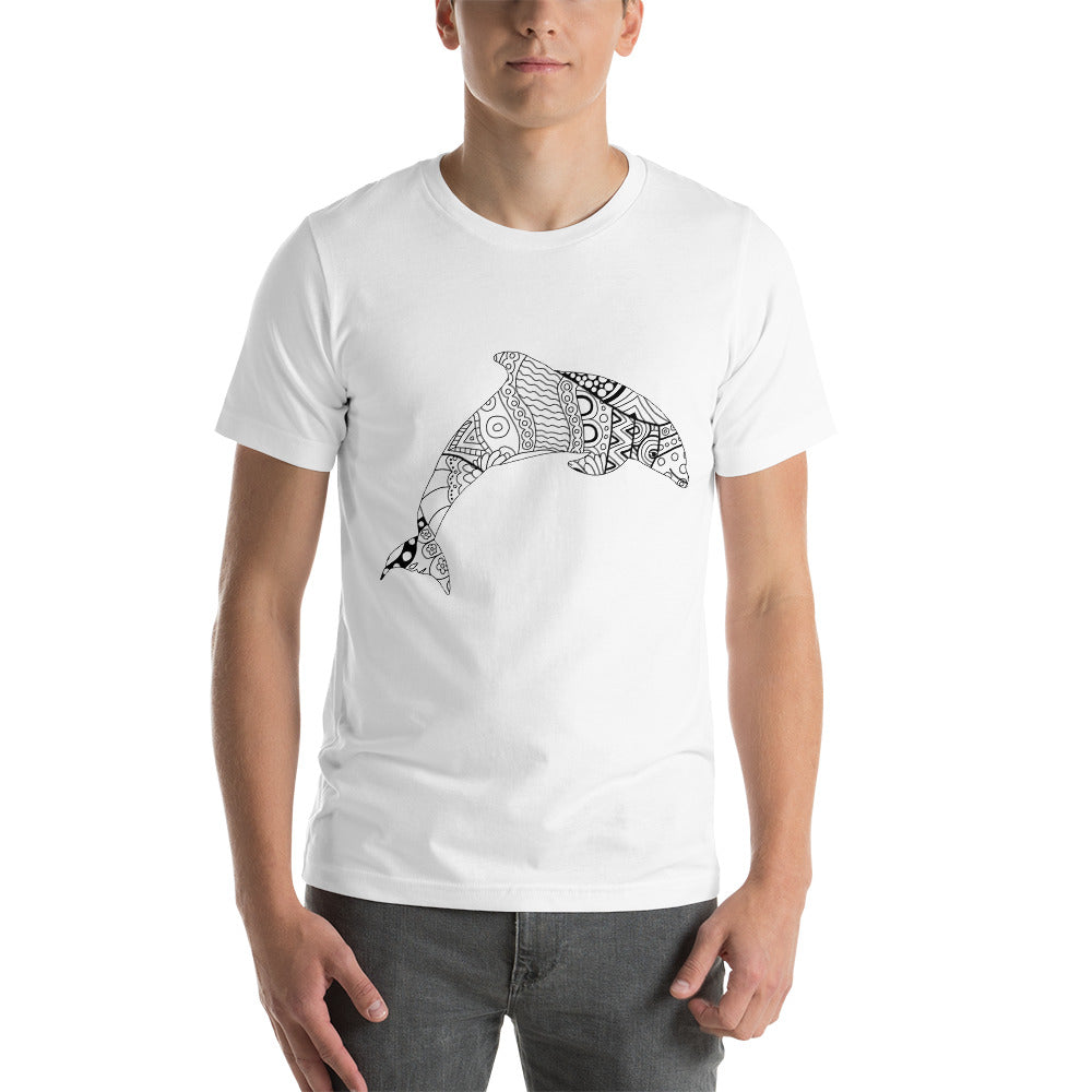 Mandala Zentangle Dolphin Men's Cotton T-Shirt